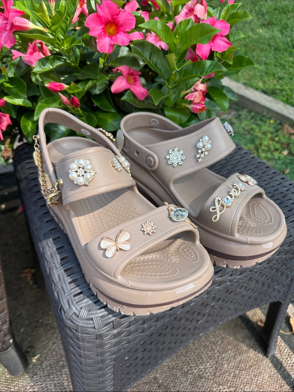 Crocs Mega Crush sandal decked out with charms!